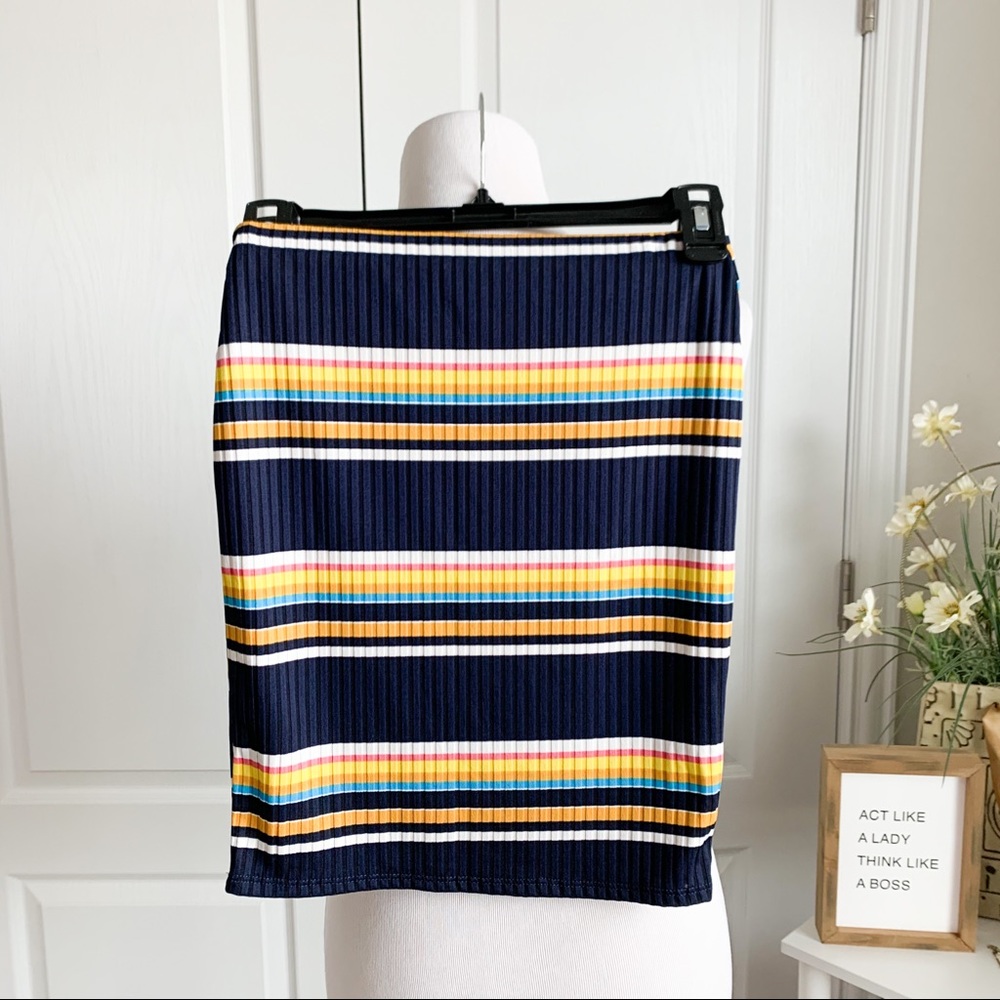 Honeybum Striped Ribbed Pencil Skirt - Picture 7 of 9